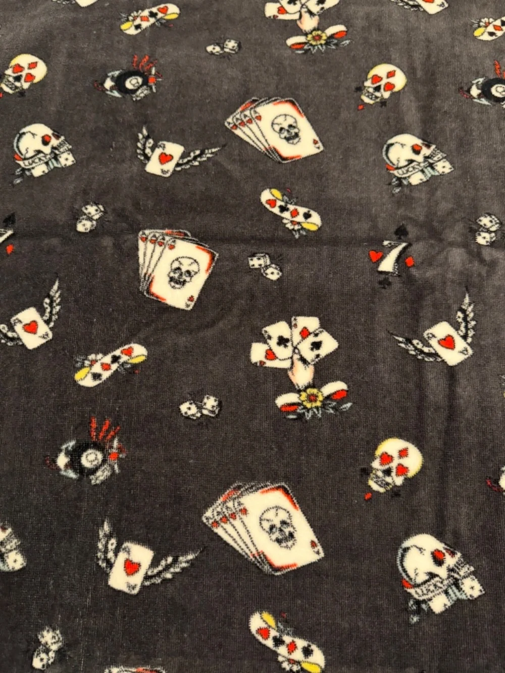 NWT - Ed Hardy Skull & Playing Cards Cotton Bath Towel